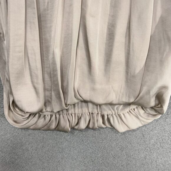 ASTR Blouse Wmns Small Champagne Blouson Bubble Hem Pleated Short Sleeve Lined - Picture 3 of 13